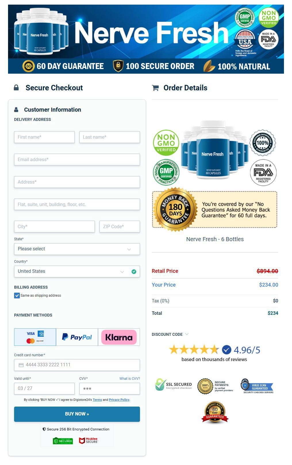 Nerve-Fresh-Checkout Page